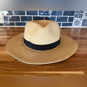 J. Crew Factory Packable Straw Hat with Black Band - Tan